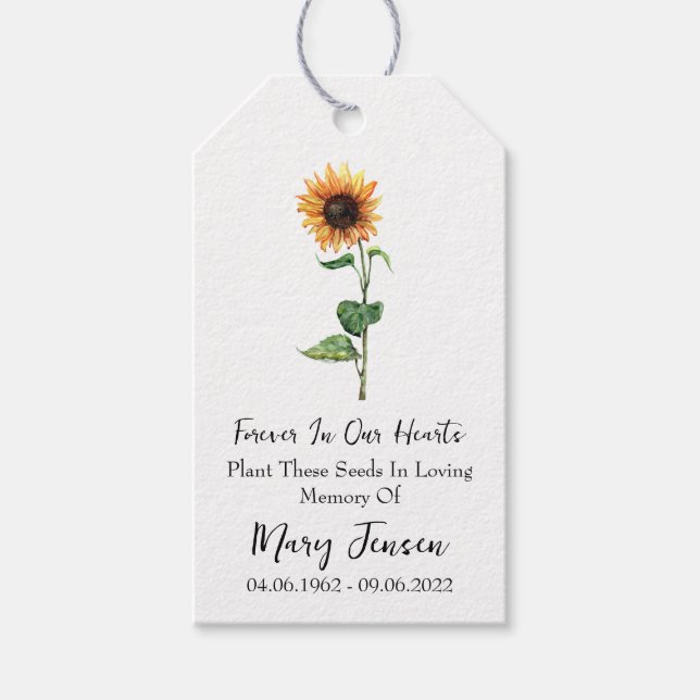 Solrosfrö, memoriaflöde presentetikett (Framsidan)