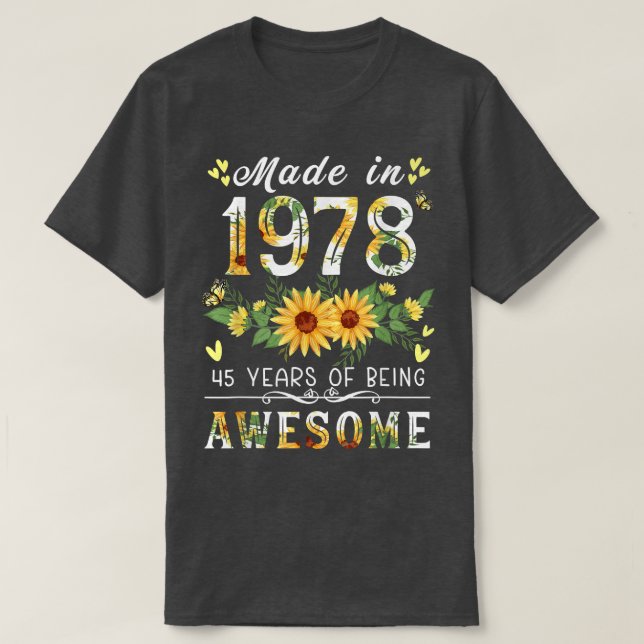 Solrosgåvor för 45-årsjubileum till kvinnor, Blomm T Shirt (Design framsida)