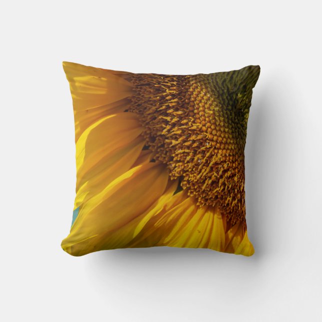 Solrosgevär - Modern Gult Blommigt Design Kudde (Framsida)