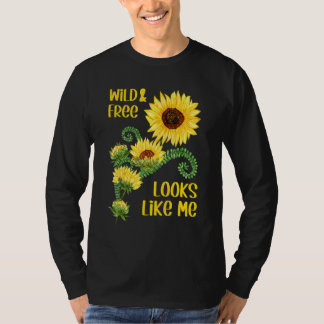 Solrosgrafi av blommigt för kvinnliga barn - Vild T Shirt