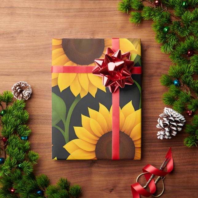 Solrosgrupp 3D Isometric Mönster Presentpapper (Julgåva)