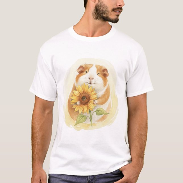 Solrosguinea Gris - Gentle Watercolor TinyFur T Shirt (Framsida)
