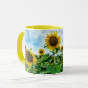 Solrosgul blomsterkonst kaffemugg kopp