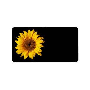 Solrosgult på svarten - skräddarsy solblommor adressetikett