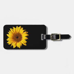Solrosgult på svarten - skräddarsy solblommor bagagebricka
