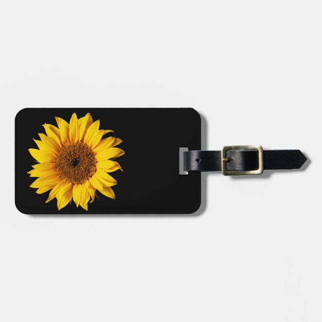 Solrosgult på svarten - skräddarsy solblommor bagagebricka (Horisontell Framsida)