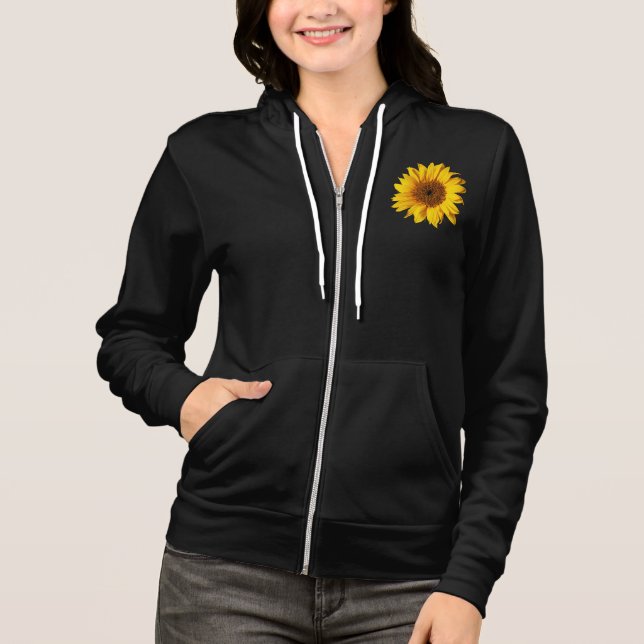Solrosgult på svarten - skräddarsy solblommor t-shirt (Framsida)