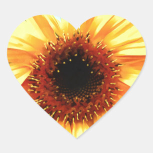Solrosheart-Stickers Hjärtformat Klistermärke