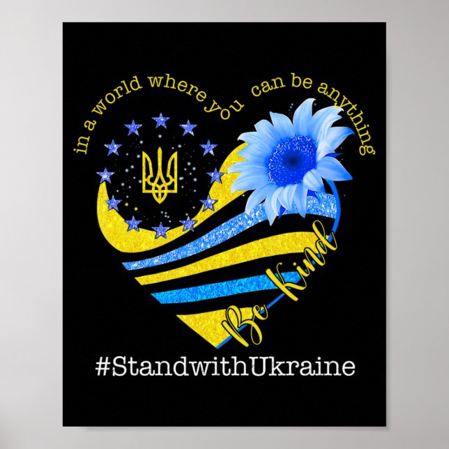 Solroshjärt, ukrainska Flagga ska vara vänliga mot Poster (Framsidan)