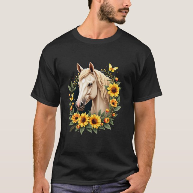 Solroshorn Porträtt CowGirl Equestrian Horseb T Shirt (Framsida)