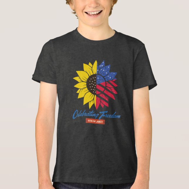 Solrosillustration 4:e juli t shirt (Framsida)