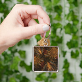 Solrosimpressioner Fyrkantig Silverfärgad Nyckelring