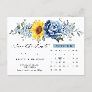Solroskalender Dusty Blue Peony Calendar Spara dat Vykort