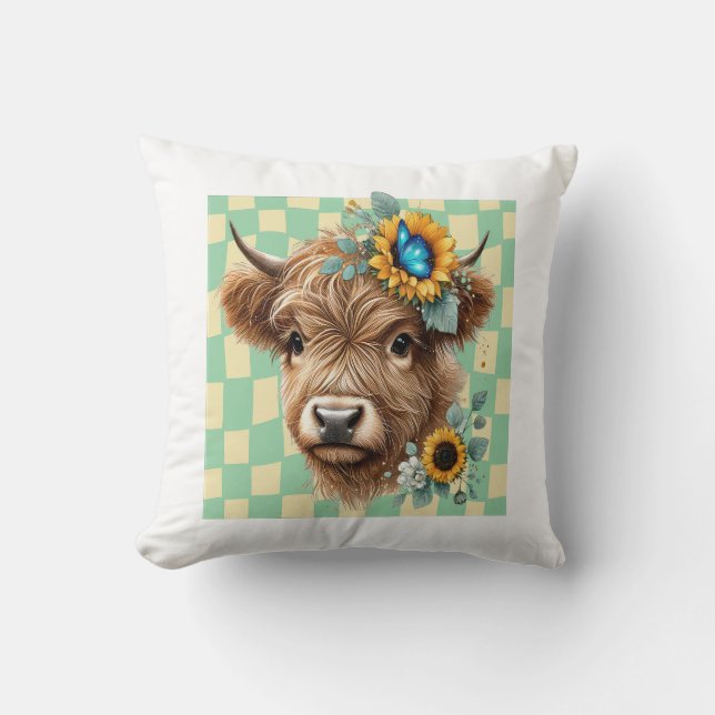 Solrosko Png, Söt Highland Ko Kudde (Framsida)