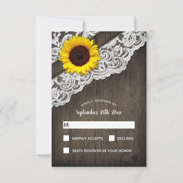 Solroskort Barn Wood och Snöre Bröllop OSA cards (Framsida)