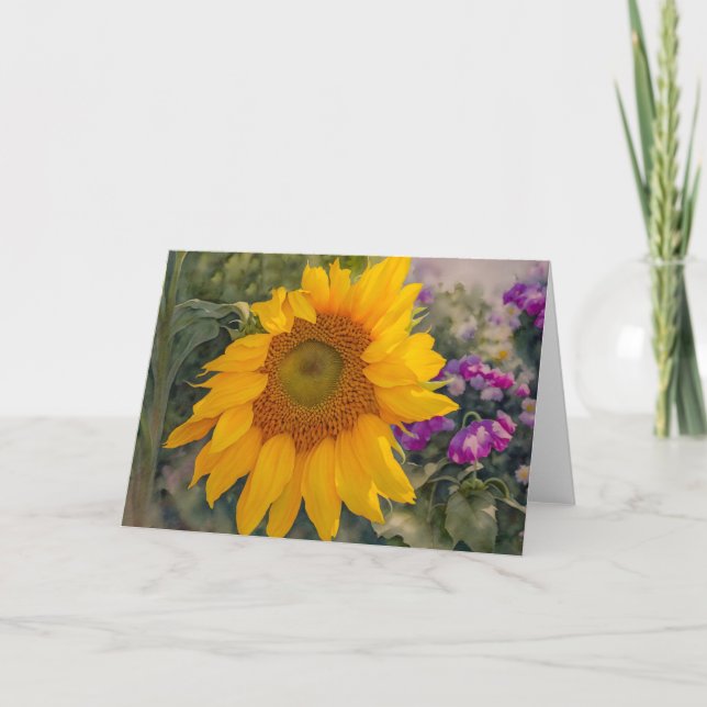 Solroskort Blommigt Garden Flower Art Note Card Kort (Framsida)