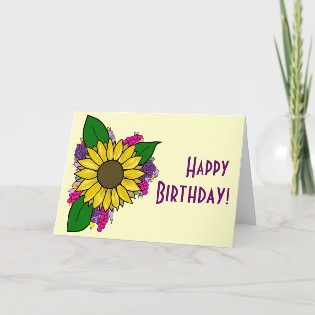 Solroskort Bouquet Card - Grattis på födelsedagen Kort (Framsida)
