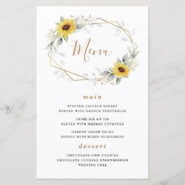 Solroskort med Geometric Bröllop Menu Elegant