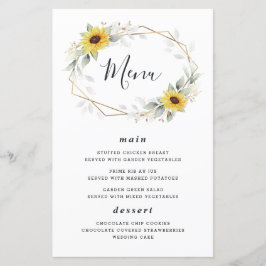 Solroskort med Geometric Bröllop Menu Elegant