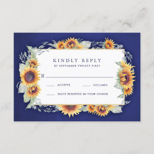Solroskort Royal Blue Rustic Bröllops OSA Kort