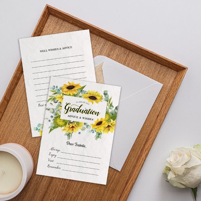 Solroskort Studenten well Önskemål Keepsaké Card Inbjudningar (Sunflower Graduation Well Wishes Keepsake Card)
