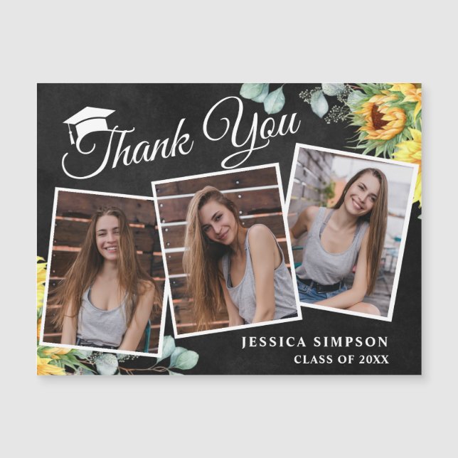 Solroskort Tack 3 PHOTO Student Magnetic Card (Framsida)