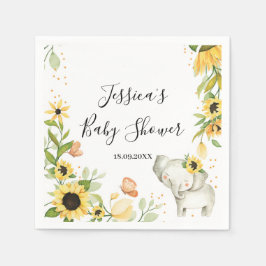 Solroskrans Elefant Baby Shower Pappersservett