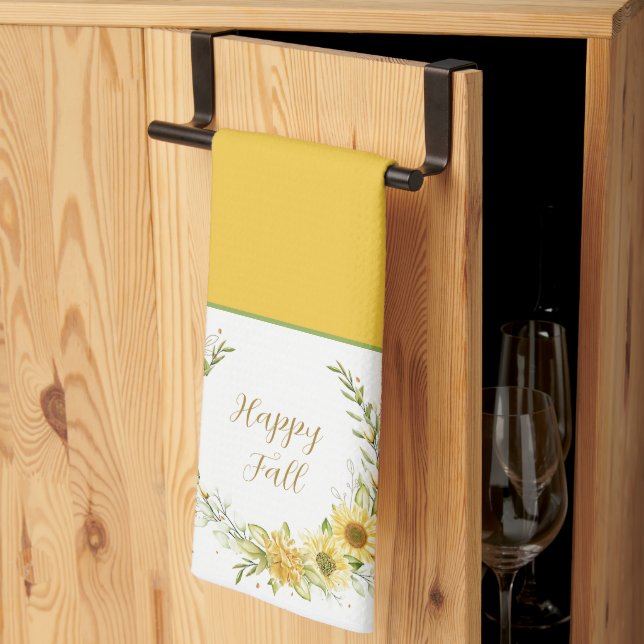 Solroskrans med anpassningsbar text kök t kökshandduk (Thirds Fold)