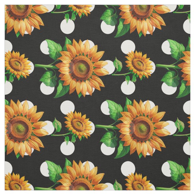 Solrosliknande Blommigt Polka-dots Textil (Provkarta)