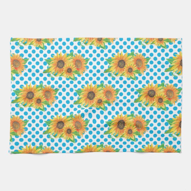 Solrosliknande Blommigtar Kökshandduk (Horisontell)
