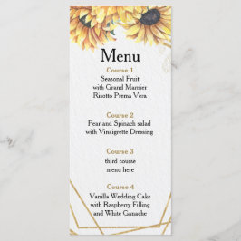 Solrosliknande Elegant Geometric Guld Bröllop Meny