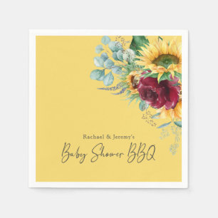 Solrosliknande Gult Blommigt Bakgård BBQ Baby Show Pappersservett