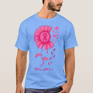 Solrosliknande Rosa Ribbon Breast Cancer Awareness T Shirt