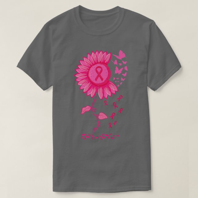 Solrosliknande Rosa Ribbon Breast Cancer Awareness T Shirt (Design framsida)