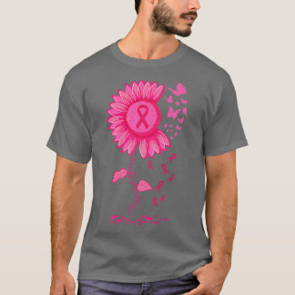 Solrosliknande Rosa Ribbon Breast Cancer Awareness T Shirt