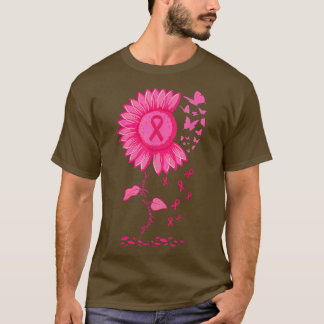 Solrosliknande Rosa Ribbon Breast Cancer Awareness T Shirt