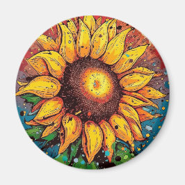 Solrosmagnet. Blomma. färgrik Magnet