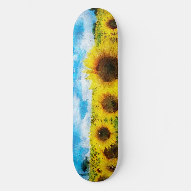 Solrosmålning Skateboard Bräda 20 Cm (Framsida)