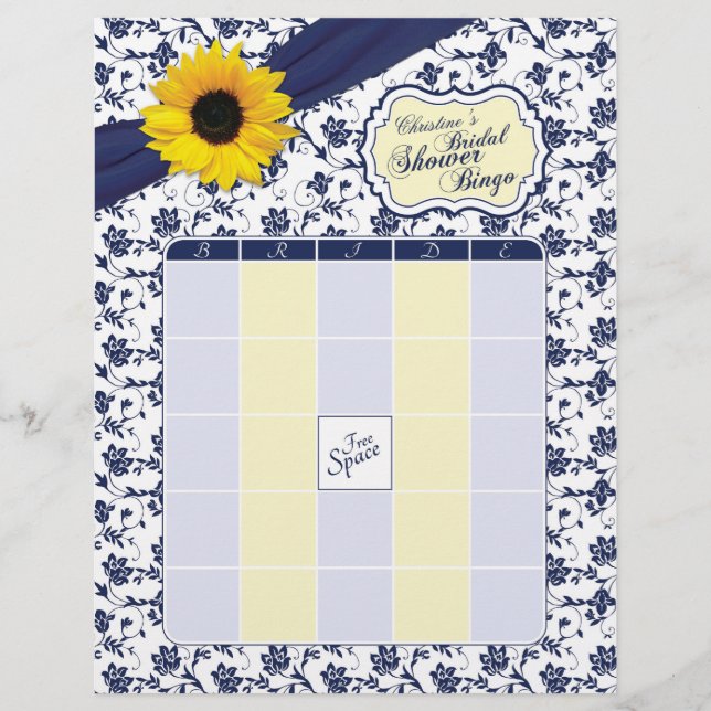 Solrosmarblå Blommigt Möhippa Bingo (Framsida)