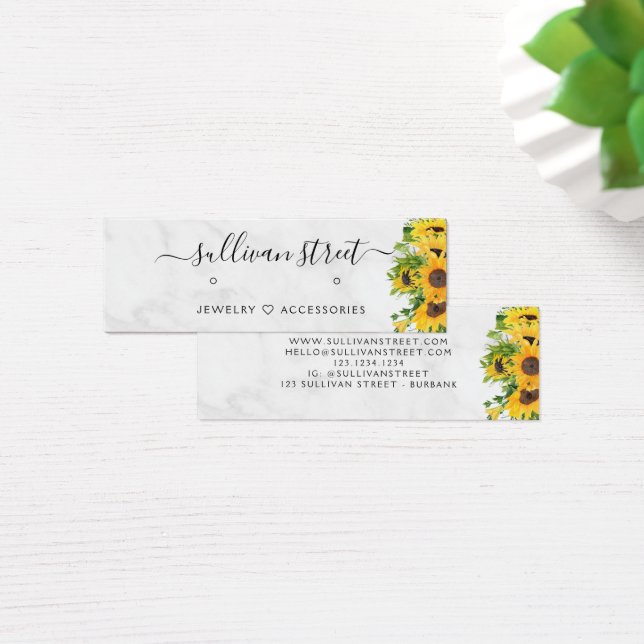 Solrosmarmor Earrings Juvelry Visning Card Litet Visitkort (Skivbord)