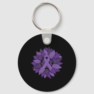 Solrosmedel Lila Ribbon Fibromyalgia Awareness Mon Nyckelring