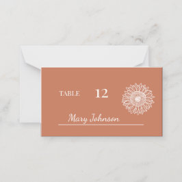 Solrosminimala Blommigtar Sketch Bröllop Placeringskort