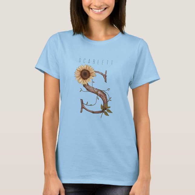 Solrosmonogram 'S'-Elegant T Shirt (Framsida)