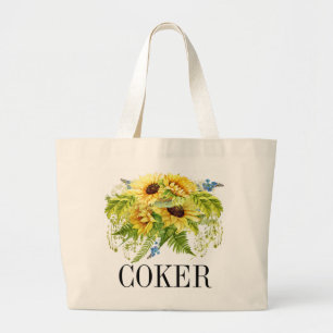 Solrosmonogram Tote Jumbo Tygkasse