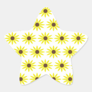 Solrosmönster i guldgul blomsterprakt stjärnformat klistermärke