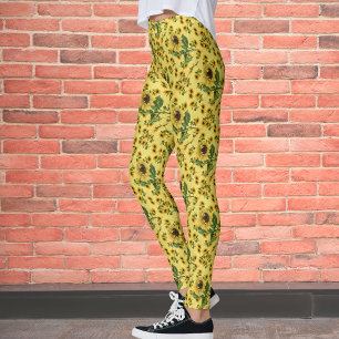 Solrosmönster i vintage-stil leggings