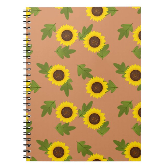 Solrosmönsterdesign – Söt blomsterestetik Anteckningsbok (Framsidan)
