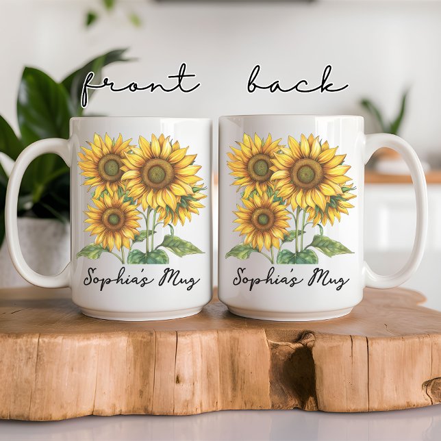 Solrosmugg för kvinnor, personlig gåva till mors d kaffemugg (personalized mug, girl mug, women mug, mom gift, grandma gift, student gift, birthday mug, Mother)
