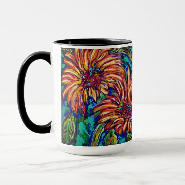Solrosmugg med blommönster mugg (Vänster)