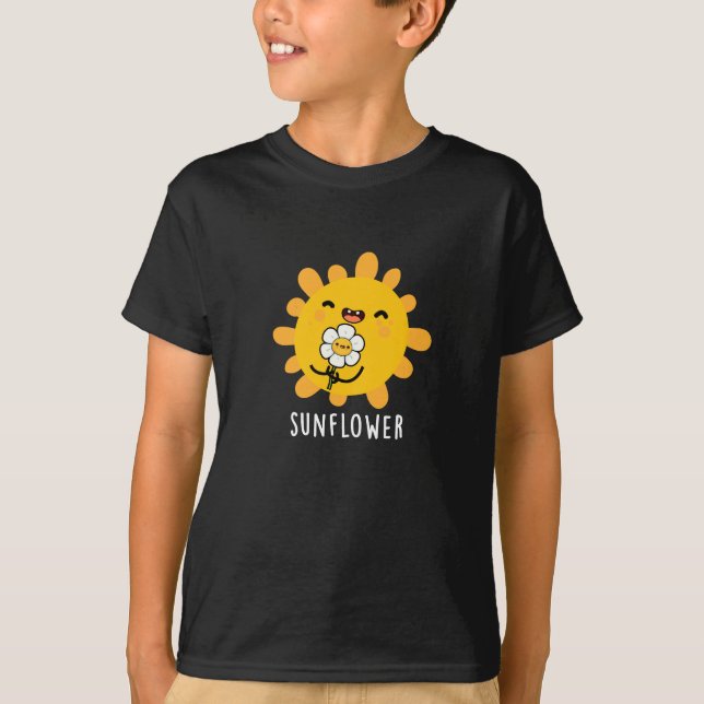 Solrosnyj Sol och blomrosa Mörk BG T Shirt (Framsida)